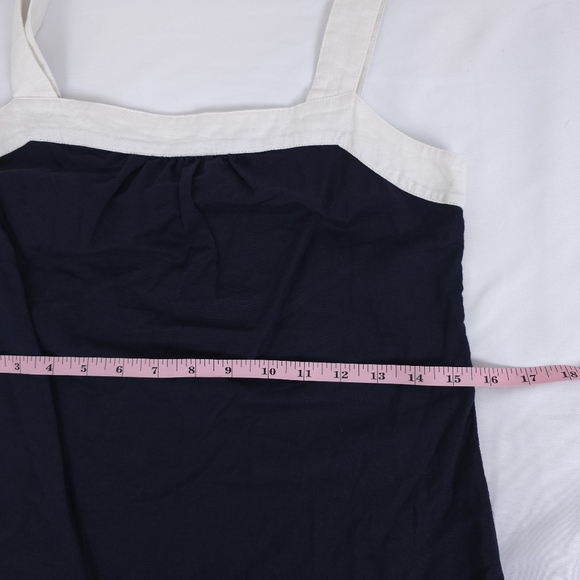 Boden Santorini Linen Blen White Blue Top Size 2 - Picture 7 of 9